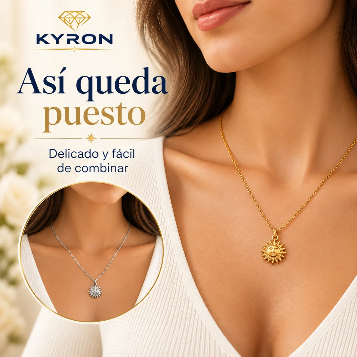 Collar Dije Sol de Acero Inoxidable