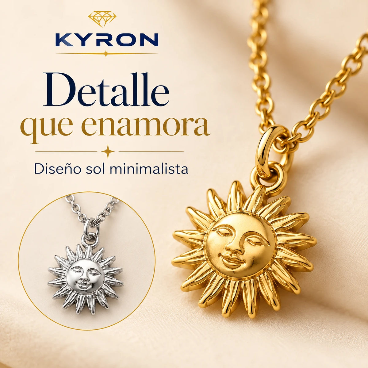 Collar Dije Sol de Acero Inoxidable