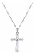 Collar Cruz Baguette con Circonias de Acero Inoxidable