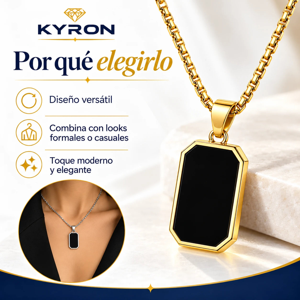 Collar Dije Placa Negra Minimalista de Acero Inoxidable