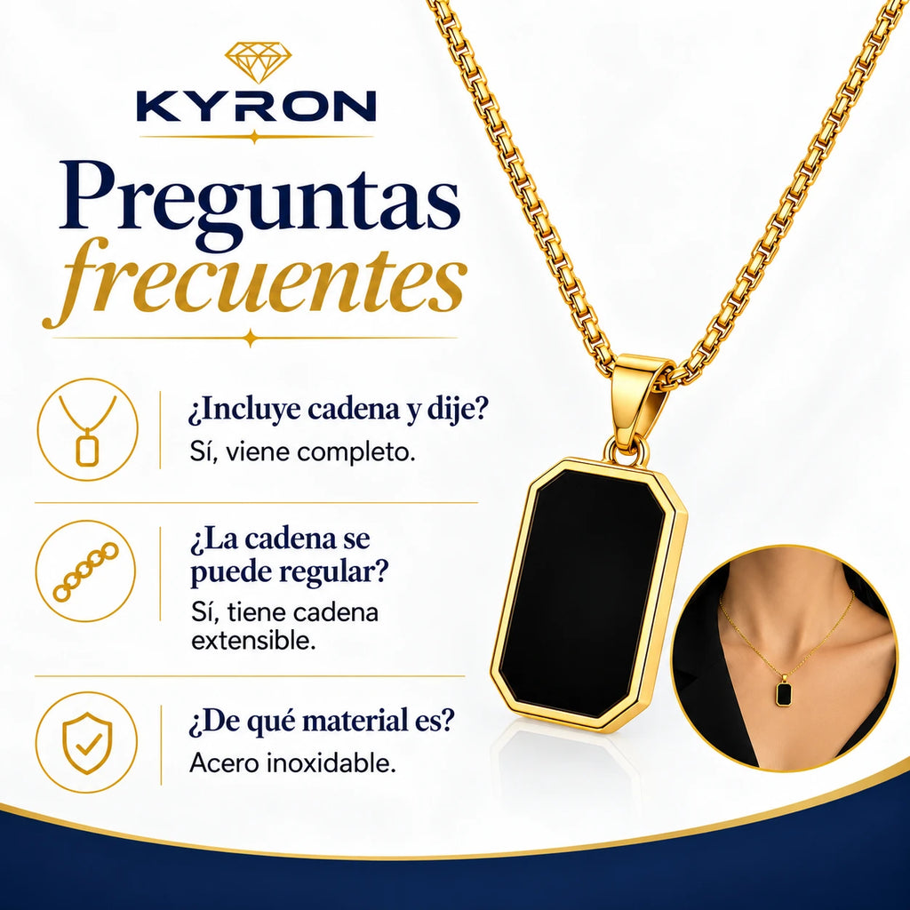 Collar Dije Placa Negra Minimalista de Acero Inoxidable