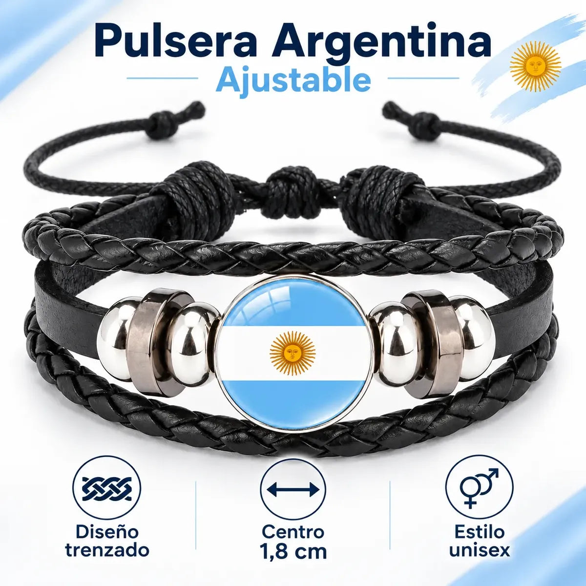Pulsera Argentina Bandera Ajustable