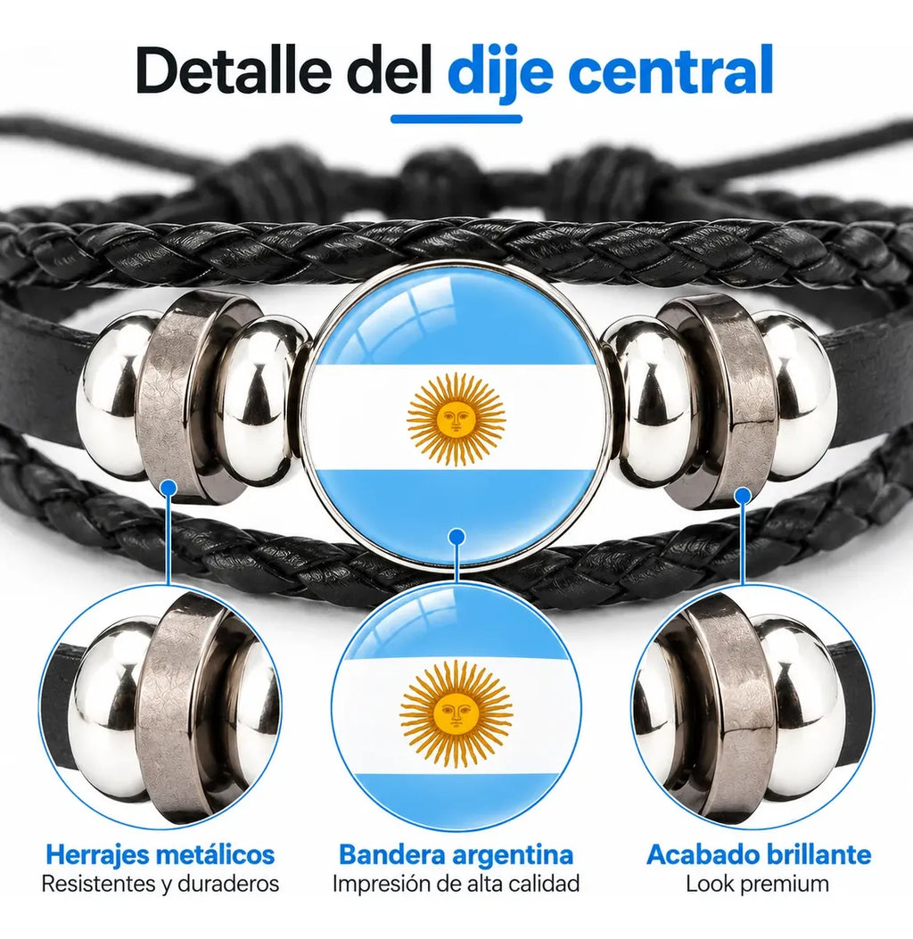 Pulsera Argentina Bandera Ajustable