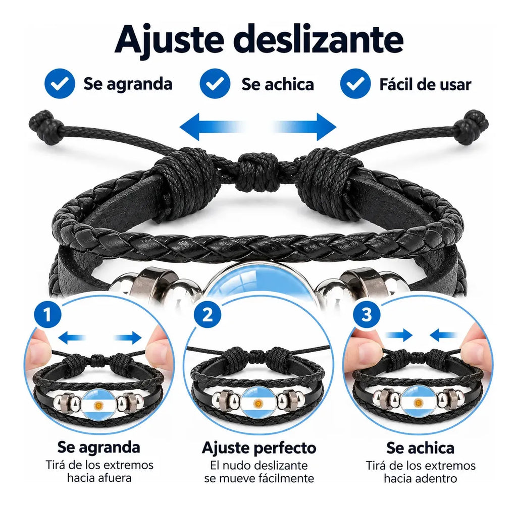 Pulsera Argentina Bandera Ajustable