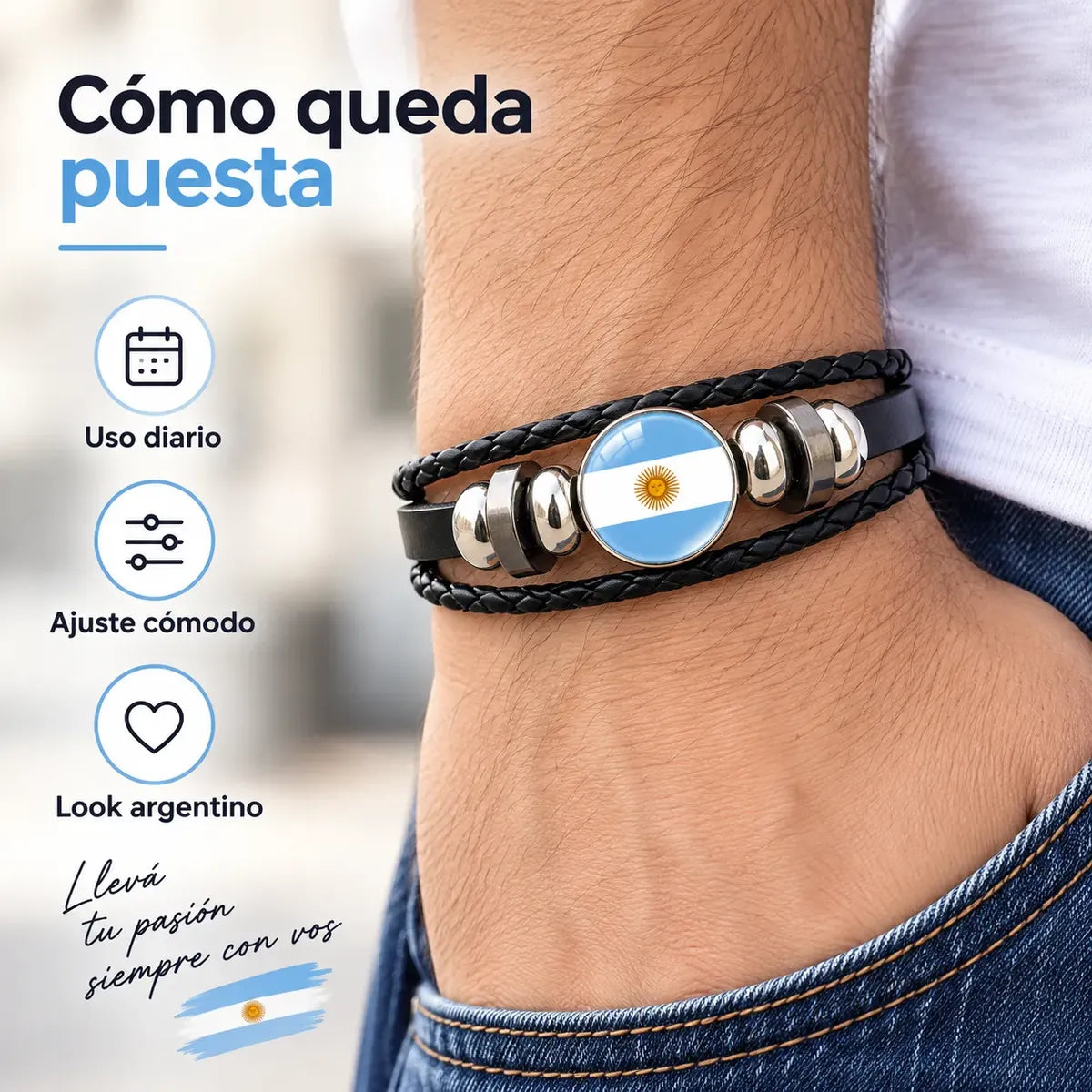 Pulsera Argentina Bandera Ajustable