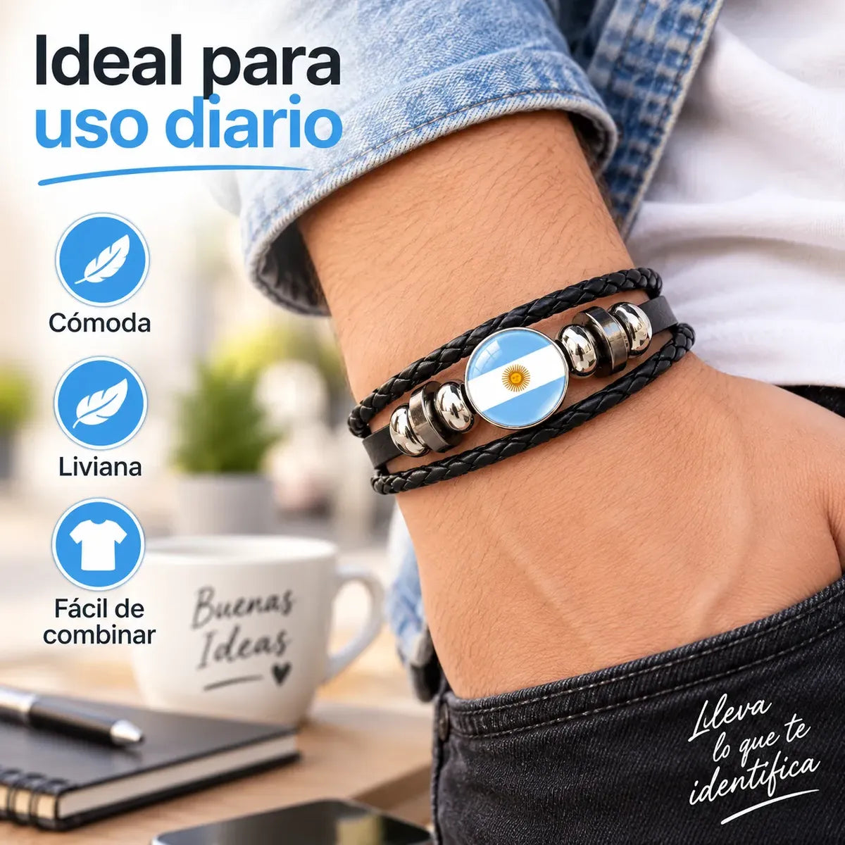 Pulsera Argentina Bandera Ajustable
