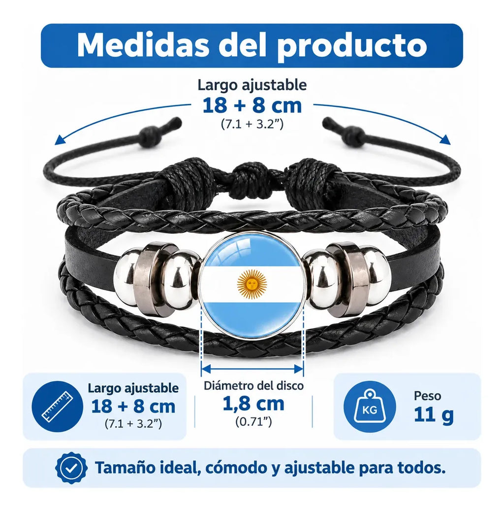 Pulsera Argentina Bandera Ajustable
