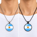 Collar Bandera Argentina Dije Redondo Cadena Bolita 60 cm
