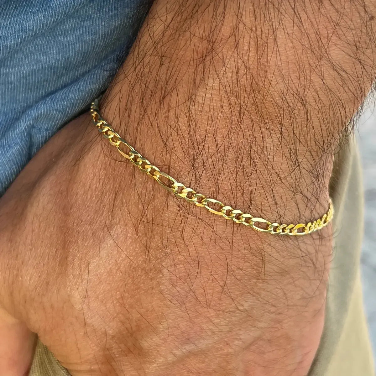 Pulsera Fígaro Dorada de Acero Inoxidable 1,4 mm 20 cm