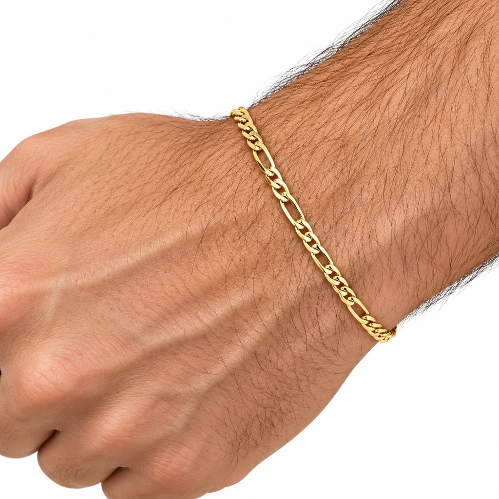 Pulsera Fígaro Dorada de Acero Inoxidable 1,4 mm 20 cm