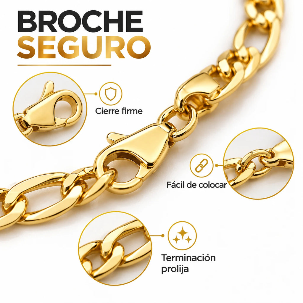 Pulsera Fígaro Dorada de Acero Inoxidable 1,4 mm 20 cm