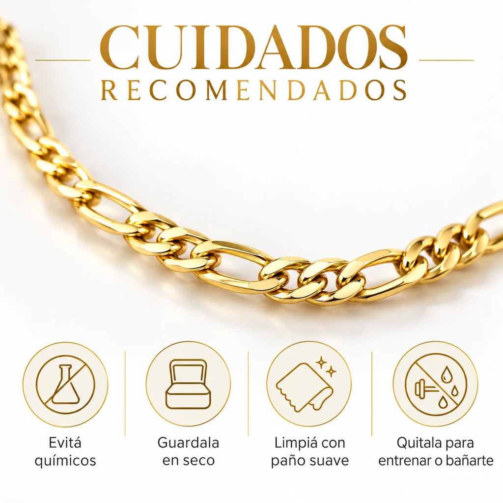 Pulsera Fígaro Dorada de Acero Inoxidable 1,4 mm 20 cm