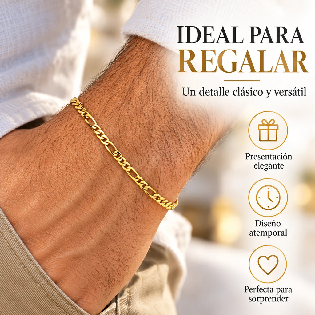 Pulsera Fígaro Dorada de Acero Inoxidable 1,4 mm 20 cm