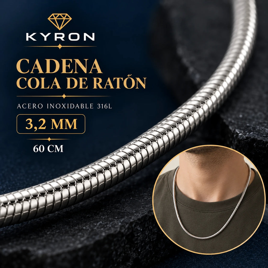 Cadena Cola de Ratón de Acero Inoxidable 3,2 mm 60 cm