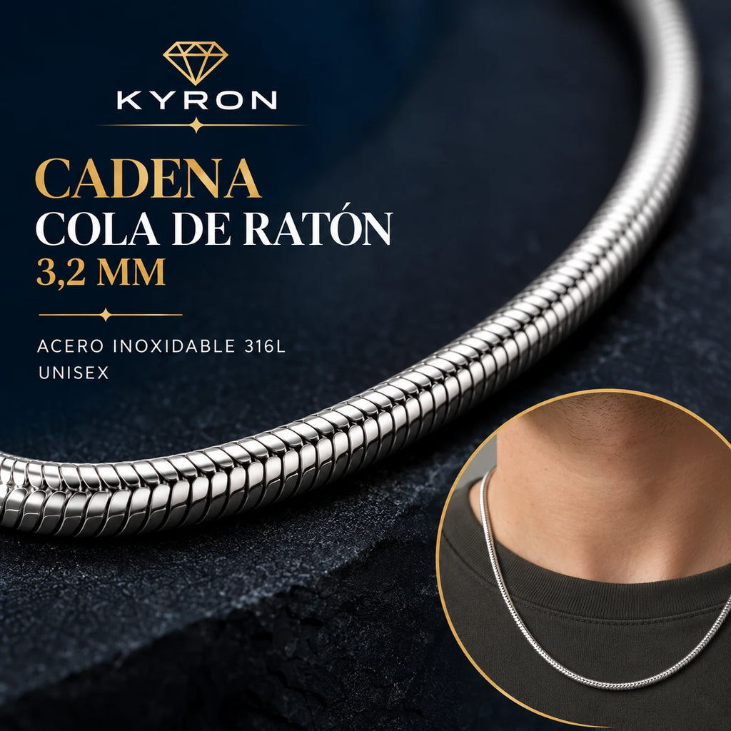 Cadena Cola de Ratón de Acero Inoxidable 3,2 mm 60 cm