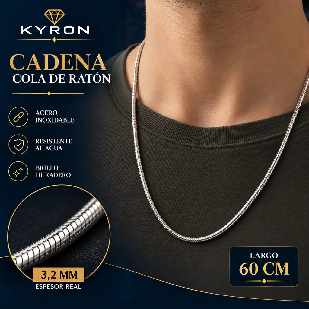Cadena Cola de Ratón de Acero Inoxidable 3,2 mm 60 cm