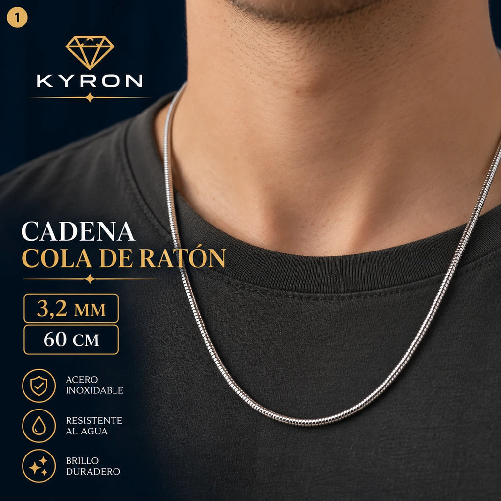 Cadena Cola de Ratón de Acero Inoxidable 3,2 mm 60 cm
